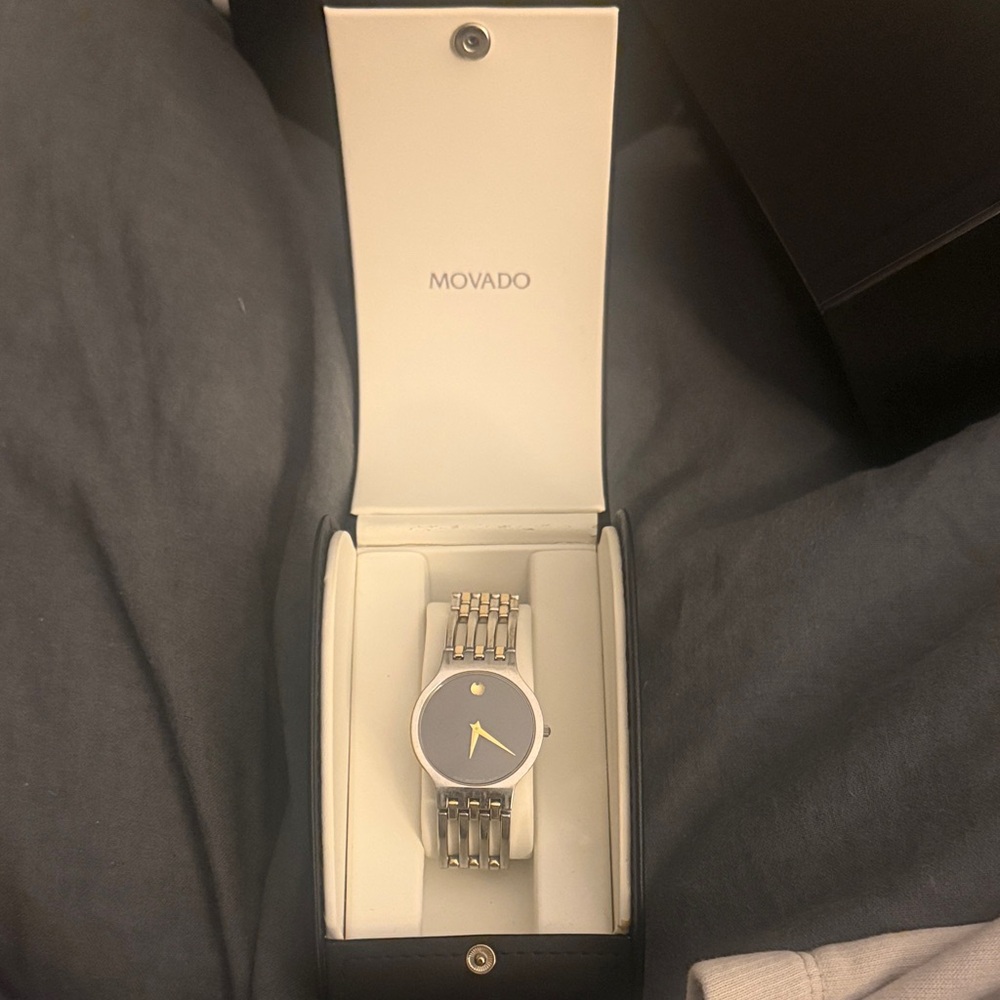 Movado Black Dial with Silver and Gold Accents